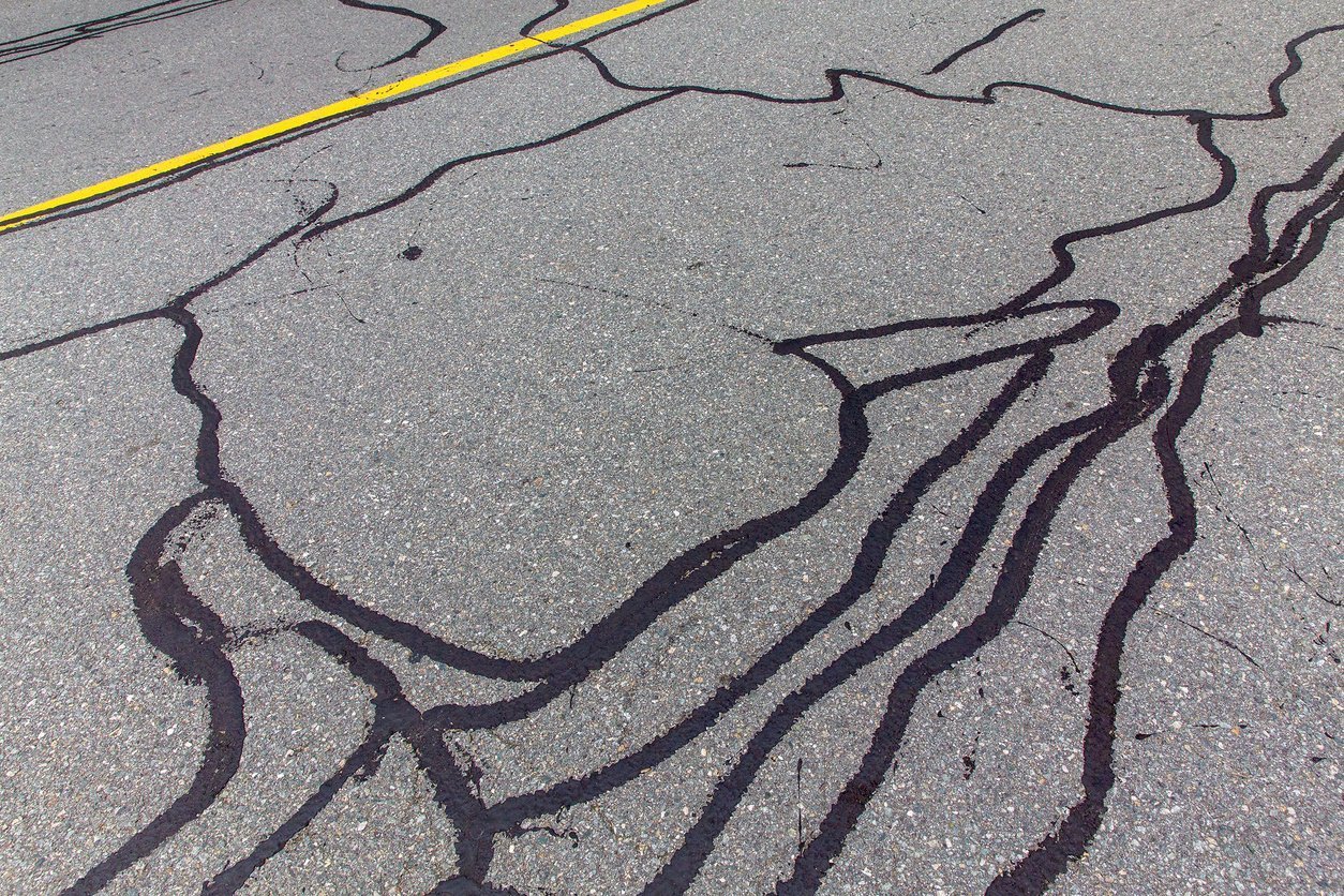 Asphalt paving cracks.